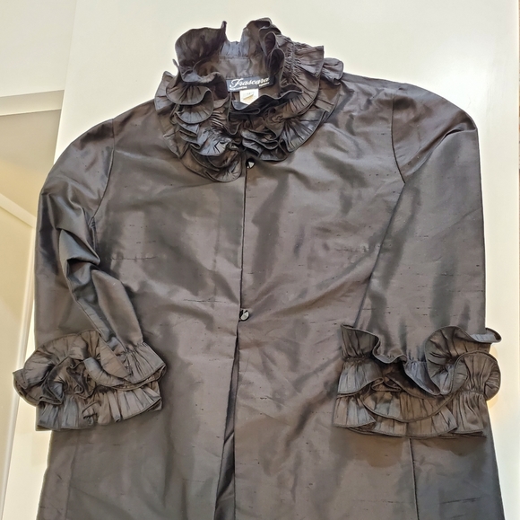 FRASCARA - Beker Fashions 100% Silk Jacket - Black Size 14 - Picture 11 of 12